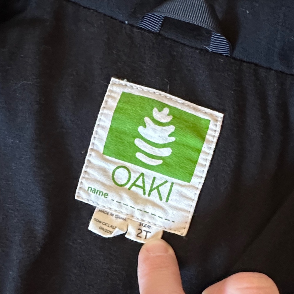OAKI Black and Green lined Kids' rain Jacket and pants - Picture 2 of 6